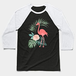 Flamingo Monstera and Rose Baseball T-Shirt